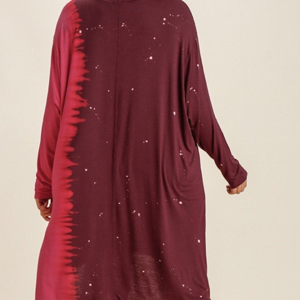Umgee Dress Dip Dye Maroon Dolman Long Sleeve Size 2XL NWT - Picture 6 of 6